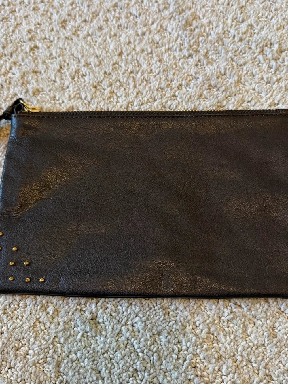 Gorjana Leather Jewelry Makeup Pouch Cosmetic Bag Gold Logo Travel Organizer